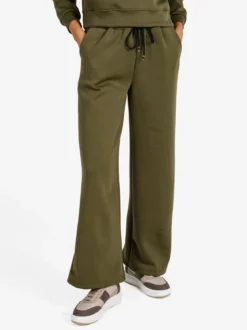 Solada Pantaloni donna in felpa a gamba larga con coulisse - militare