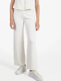 Solada Pantaloni donna in maglia a gamba larga - beige