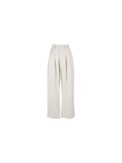 Solada Pantaloni donna in misto lino a gamba larga - beige