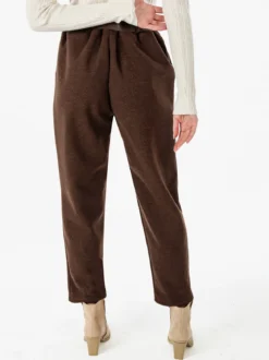 Solada Pantaloni donna invernali con elastico in vita e cintura - moro