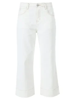 Solada Pantaloni donna jeans wide leg cropped - panna