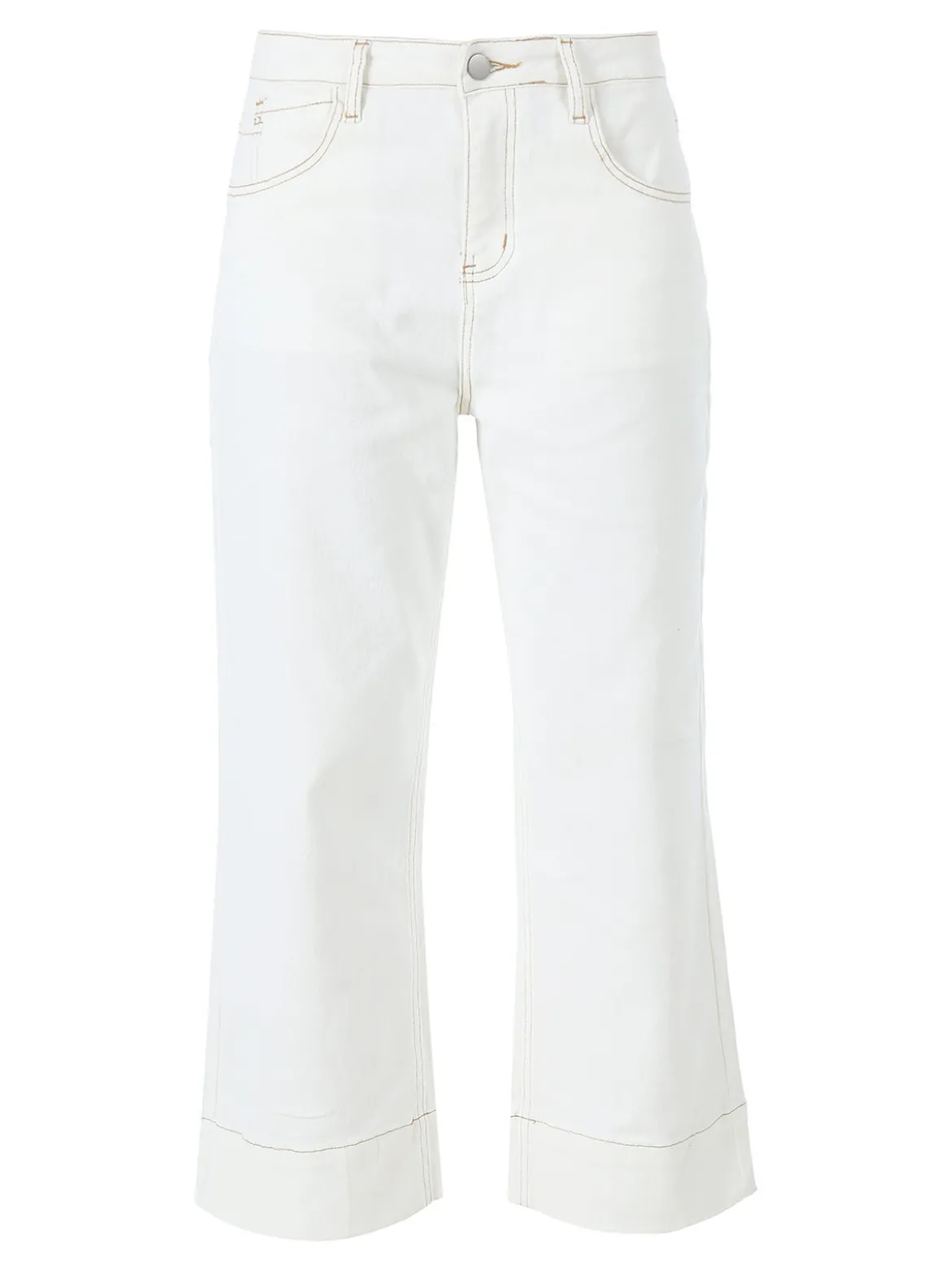 Solada Pantaloni donna jeans wide leg cropped - panna