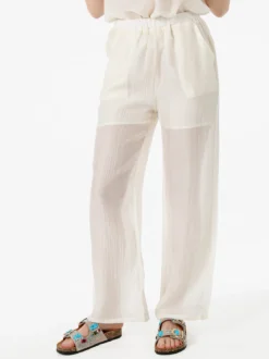 Solada Pantaloni donna leggeri a gamba larga - bianco