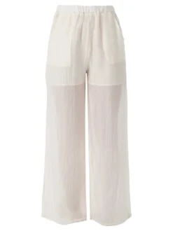 Solada Pantaloni donna leggeri a gamba larga - bianco