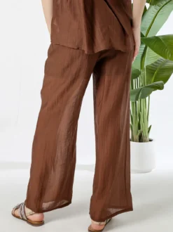 Solada Pantaloni donna leggeri a gamba larga - marrone