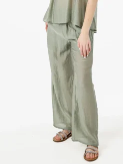 Solada Pantaloni donna leggeri a gamba larga - pistacchio