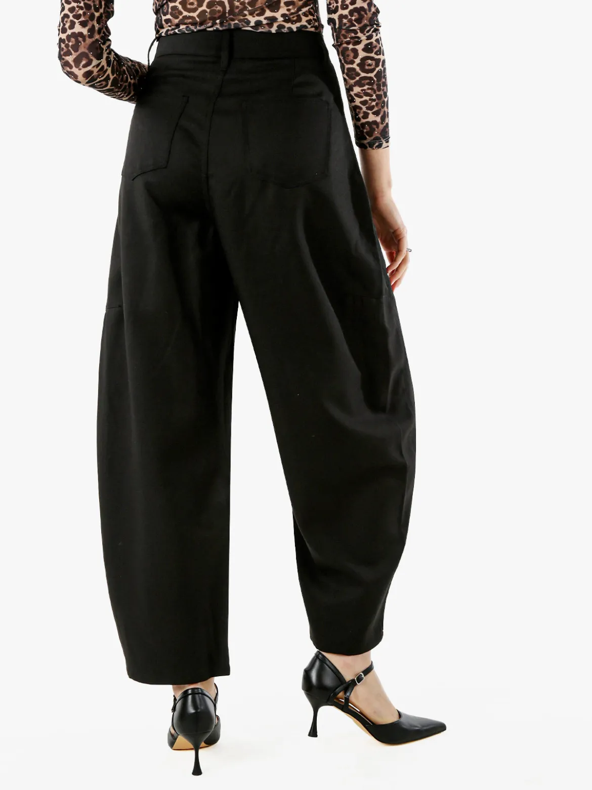 Solada Pantaloni donna leggeri a palloncino con vita alta - nero