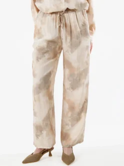 Solada Pantaloni donna leggeri con stampa texture - beige