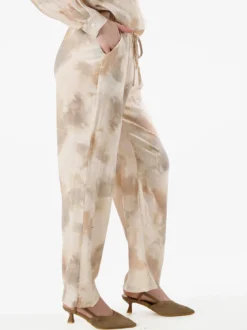 Solada Pantaloni donna leggeri con stampa texture - beige