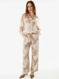 Solada Pantaloni donna leggeri con stampa texture - beige