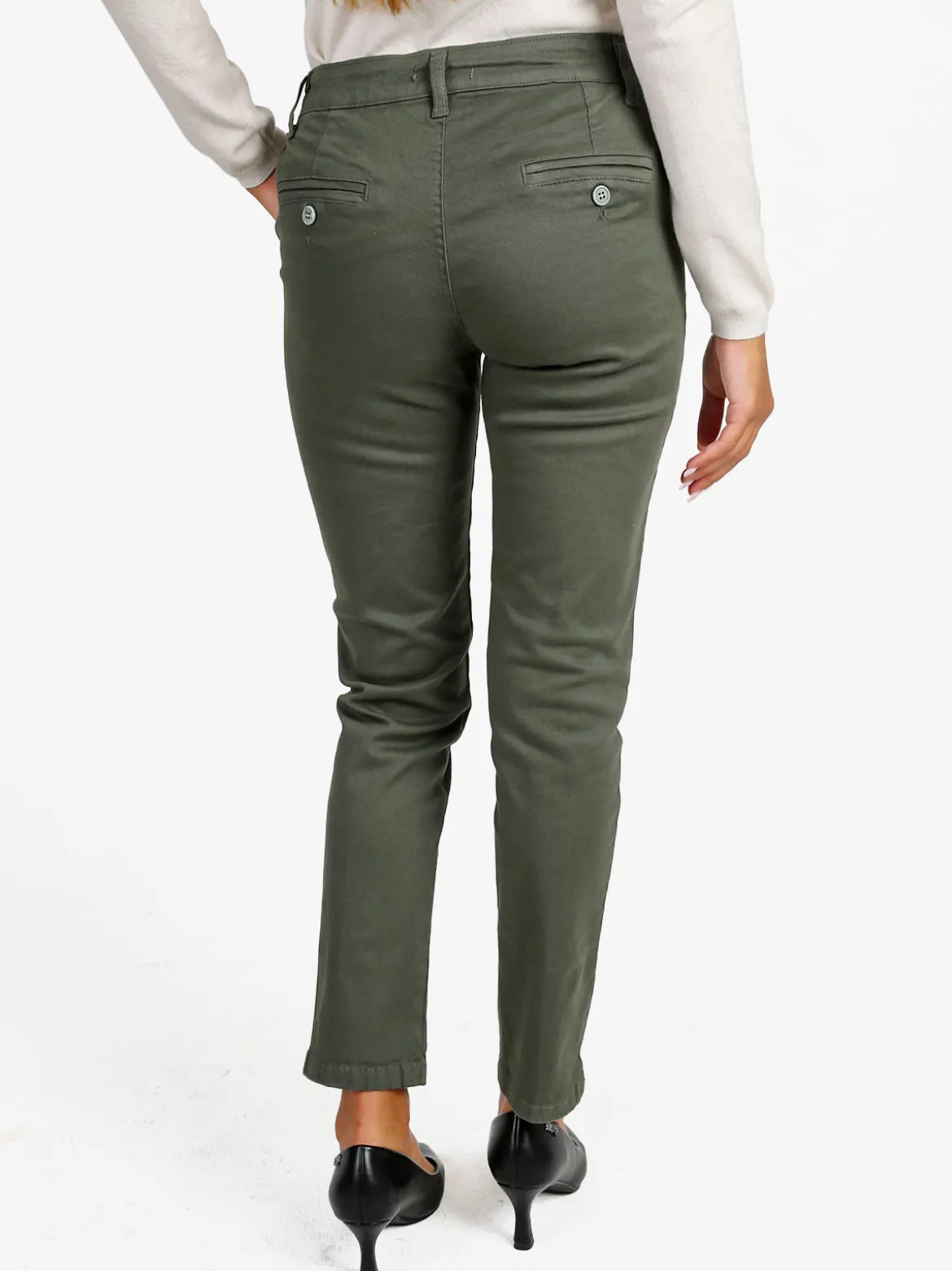 Solada Pantaloni donna slim fit a vita bassa - verde