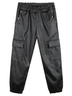 Solada Pantaloni in ecopelle da bambina con tasconi