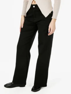 Solada Pantaloni jeans da donna a gamba larga push-up - nero
