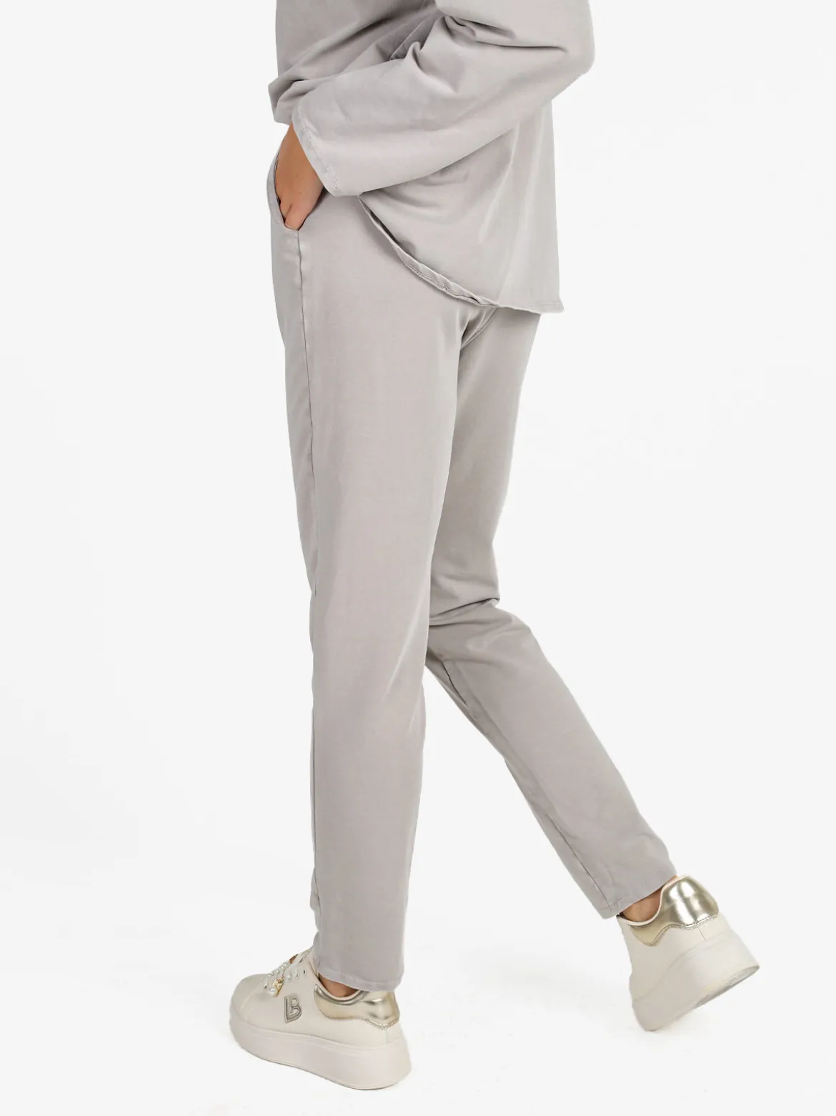 Solada Pantaloni sportivi da donna in cotone con coulisse - perla