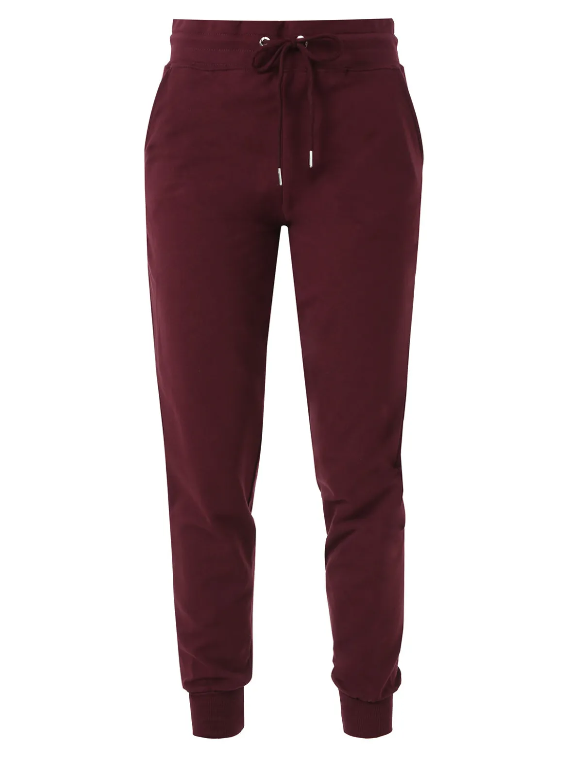 Solada Pantaloni tuta da donna in cotone con coulisse e polsini - bordeaux