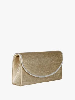 Solada Pochette donna glitter con profilo di strass - oro