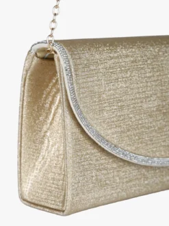 Solada Pochette donna glitter con profilo di strass - oro