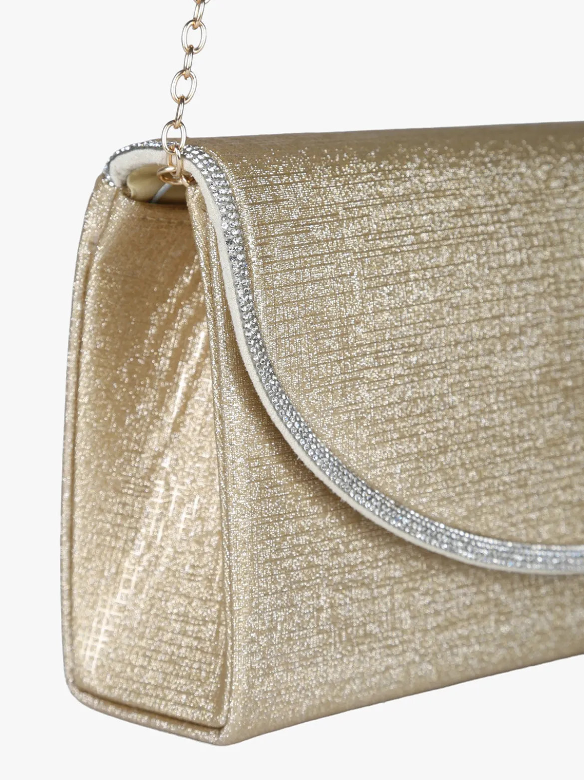 Solada Pochette donna glitter con profilo di strass - oro