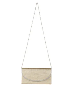Solada Pochette donna glitter con profilo di strass - oro
