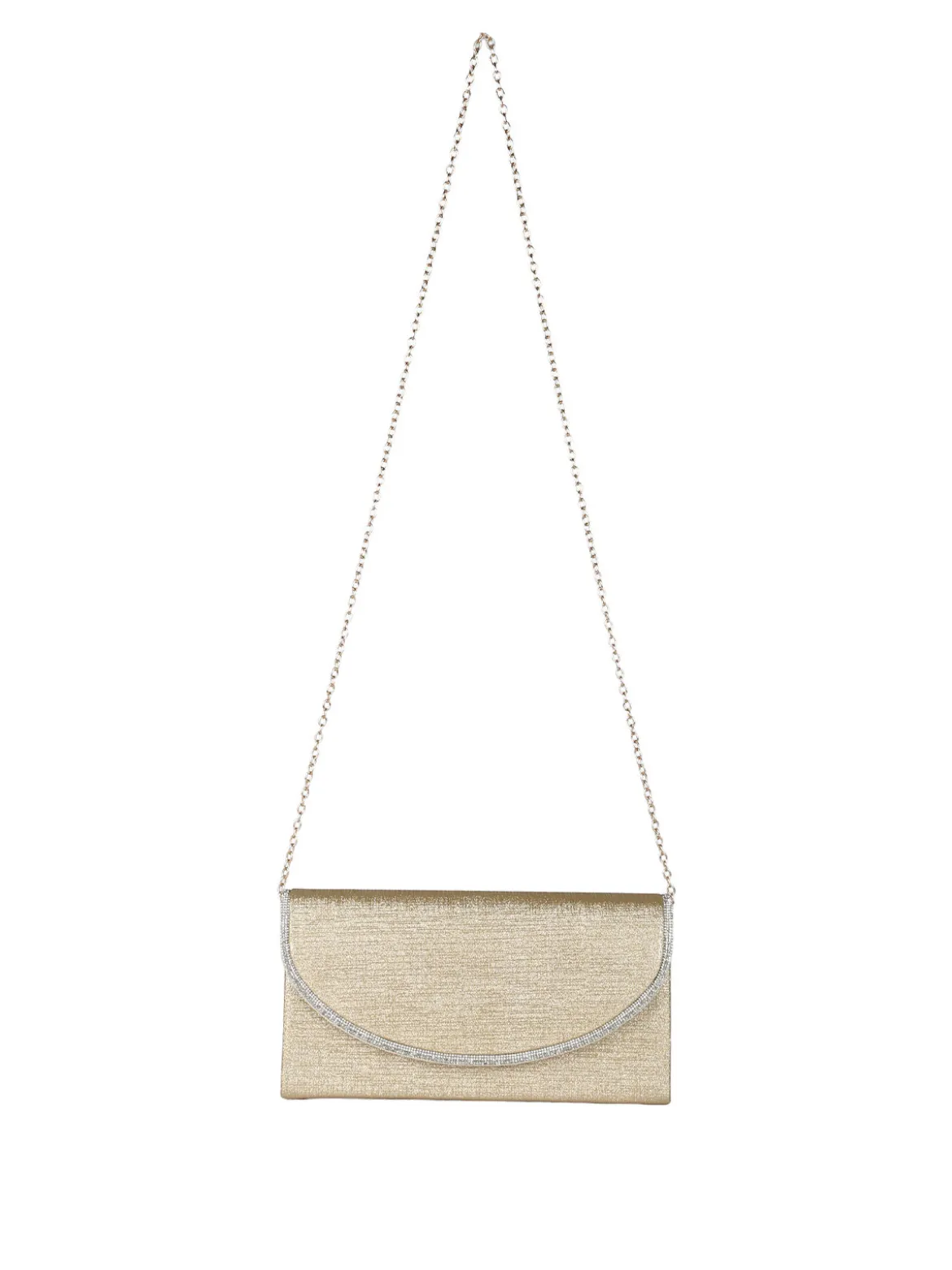 Solada Pochette donna glitter con profilo di strass - oro
