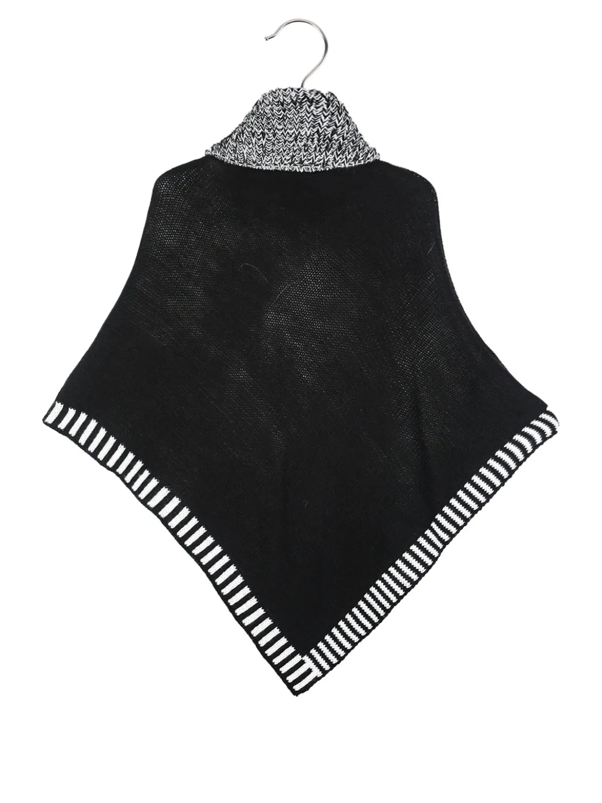 Solada Poncho da bambina in maglia con collo dolcevita