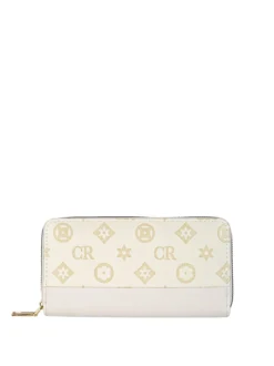 Solada Portafoglio donna con stampa monogramma e zip - beige