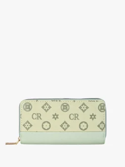 Solada Portafoglio donna con stampa monogramma e zip - pistacchio