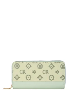 Solada Portafoglio donna con stampa monogramma e zip - pistacchio