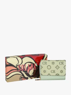 Solada Portafoglio mini da donna con stampa monogramma - pistacchio