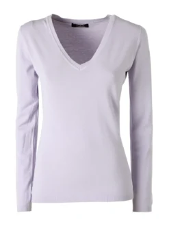 Solada Pullover donna in maglia scollo V - viola