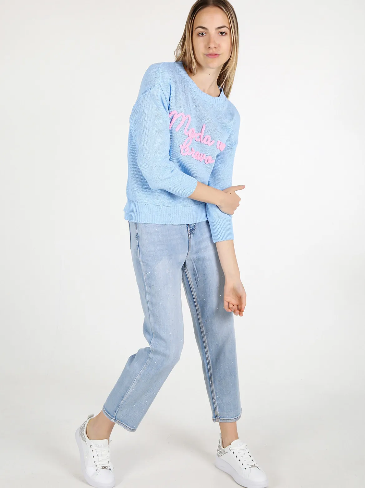 Solada Pullover donna in maglia traforata con ricamo