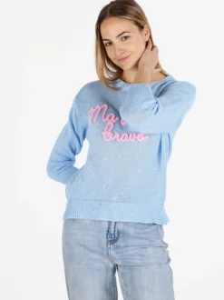 Solada Pullover donna in maglia traforata con ricamo