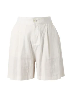Solada Shorts donna a vita alta in misto lino - beige