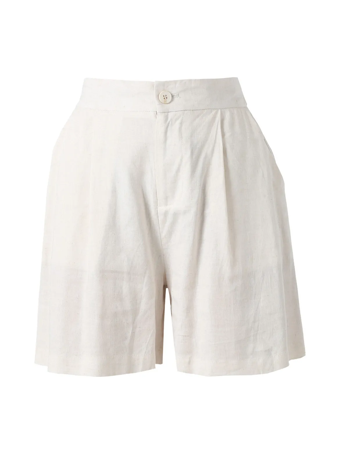 Solada Shorts donna a vita alta in misto lino - beige