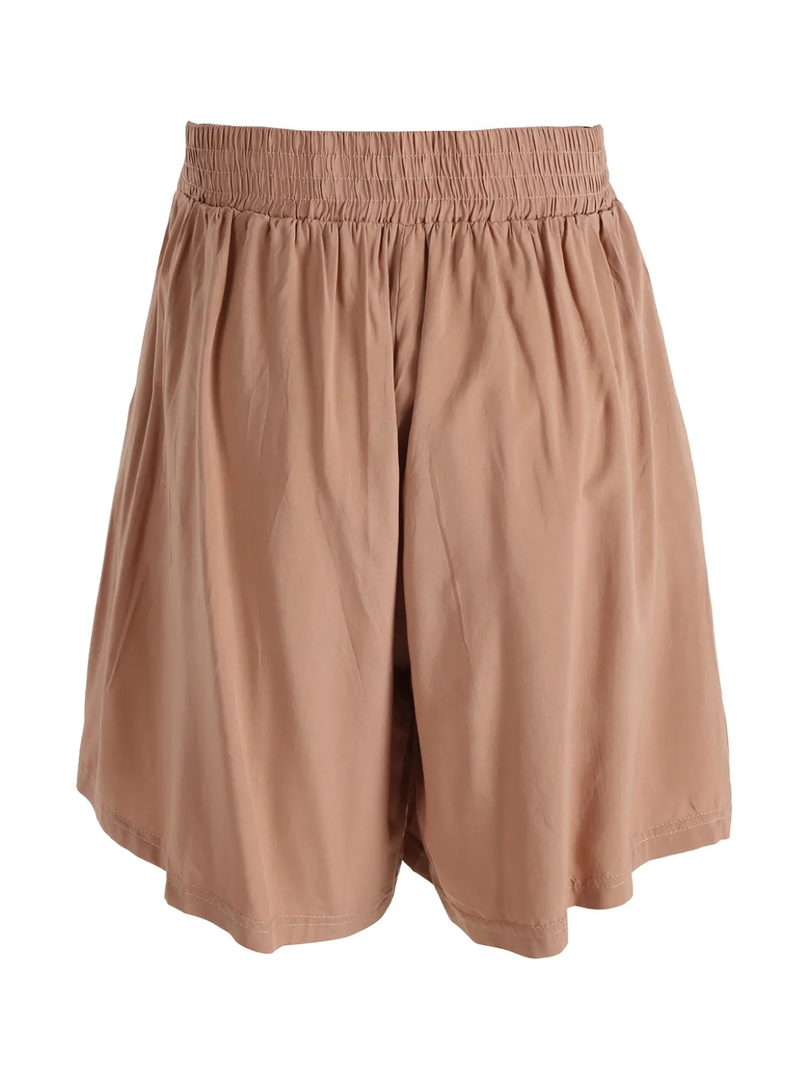 Solada Shorts donna in cotone a vita alta a gamba larga - cammello