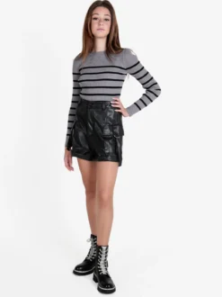 Solada Shorts donna in ecopelle a vita alta con tasconi