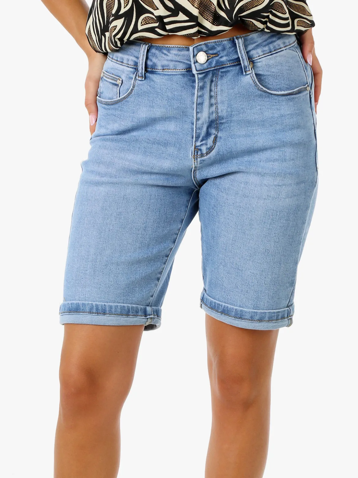 Solada Shorts in jeans da donna a vita alta - jeans