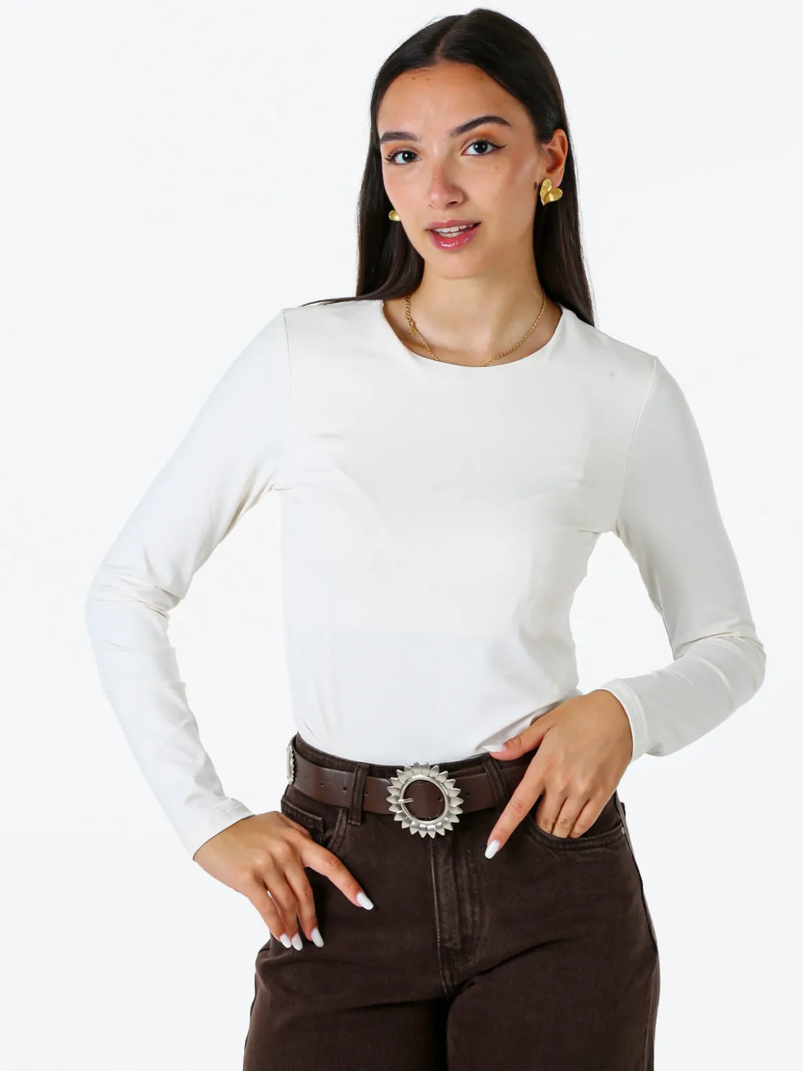 Solada Top body da donna a maniche lunghe - bianco