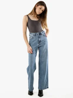 Solada Top body donna senza maniche sgambato - grigio scuro