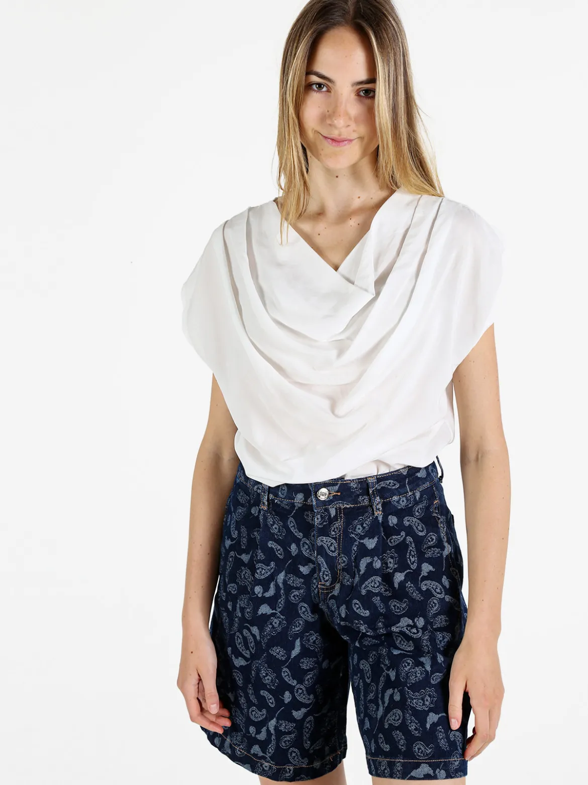 Solada Top da donna con scollo a cascata