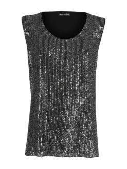 Solada Top donna con paillettes linea curvy - argento