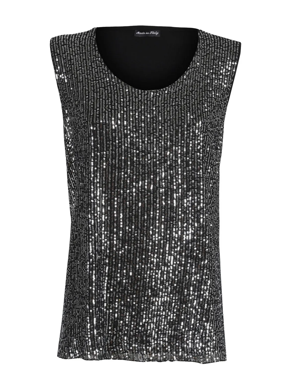 Solada Top donna con paillettes linea curvy - argento
