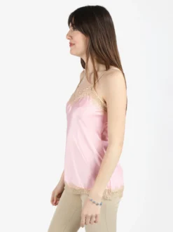 Solada Top donna effetto raso con pizzo