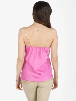 Solada Top donna effetto raso con pizzo