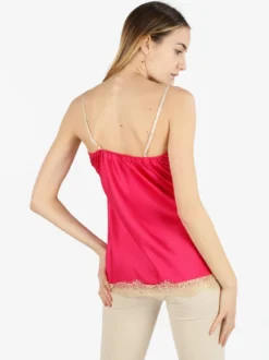 Solada Top donna effetto raso con pizzo
