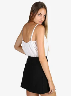Solada Top donna effetto raso con pizzo - bianco