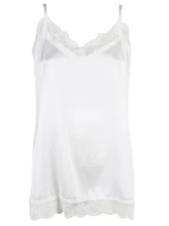 Solada Top donna effetto raso con pizzo - bianco