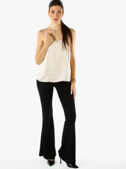 Solada Top donna effetto raso con spalline strette - beige