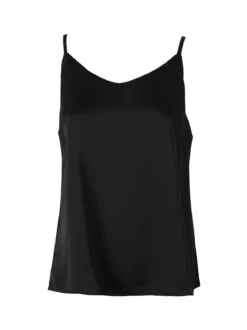 Solada Top donna effetto raso con spalline strette - nero