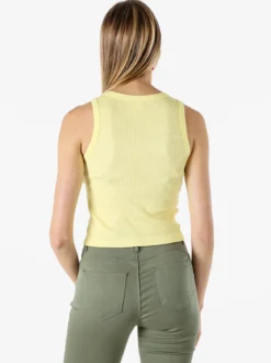 Solada Top donna girocollo a costine - giallo